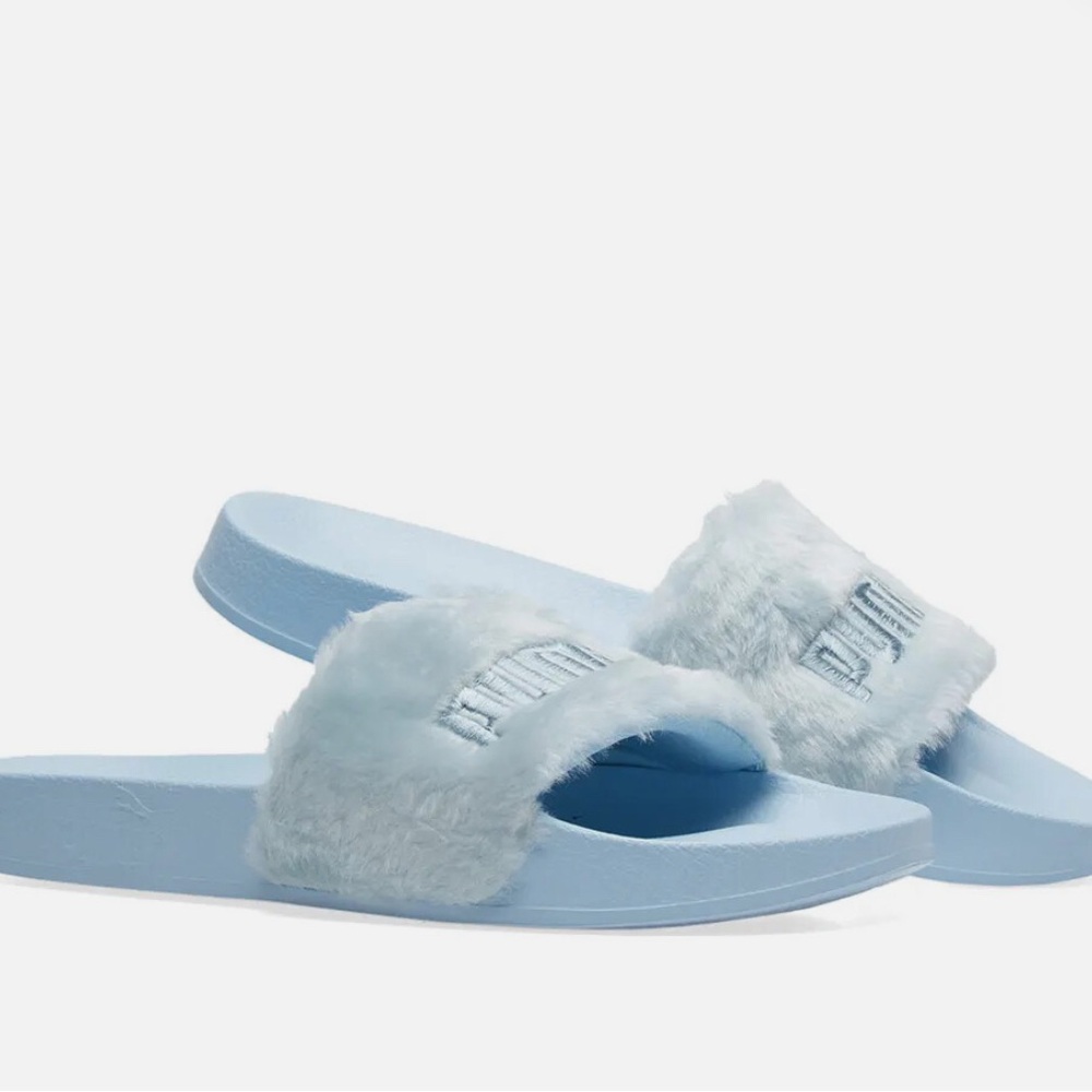 Puma X Fendi Women's Light Blue Furry Slides